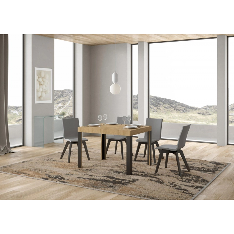 Tavolo allungabile 80x120/204 cm Linea telaio Antracite - Quercia Natura