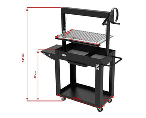 Barbecue a Legna e Carbone 80x46,5x21 cm BBQ Argentino in Acciaio Santa Maria Nero