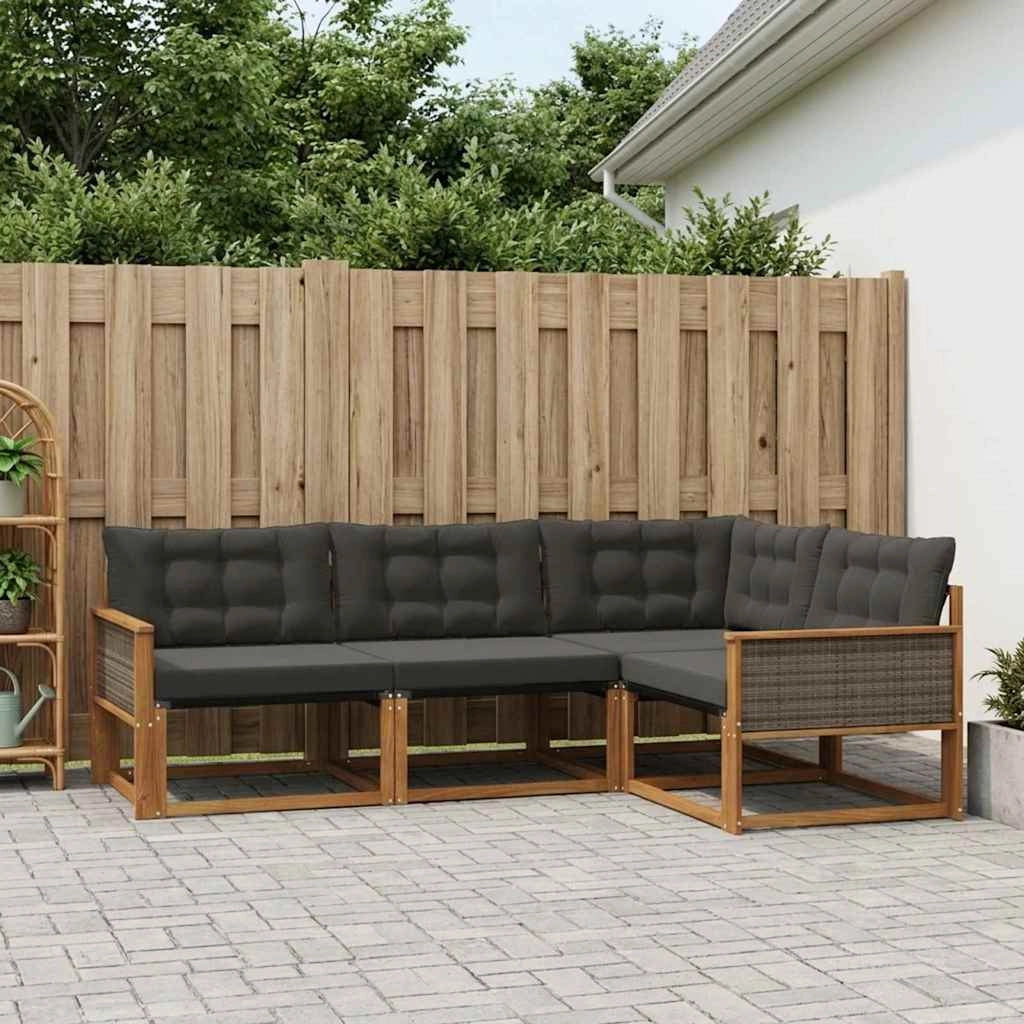 Set di divani da esterno 4 pz Naturale e Nero 3381388