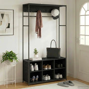Appendiabiti con panca per scarpe Rovere Nero 8012032
