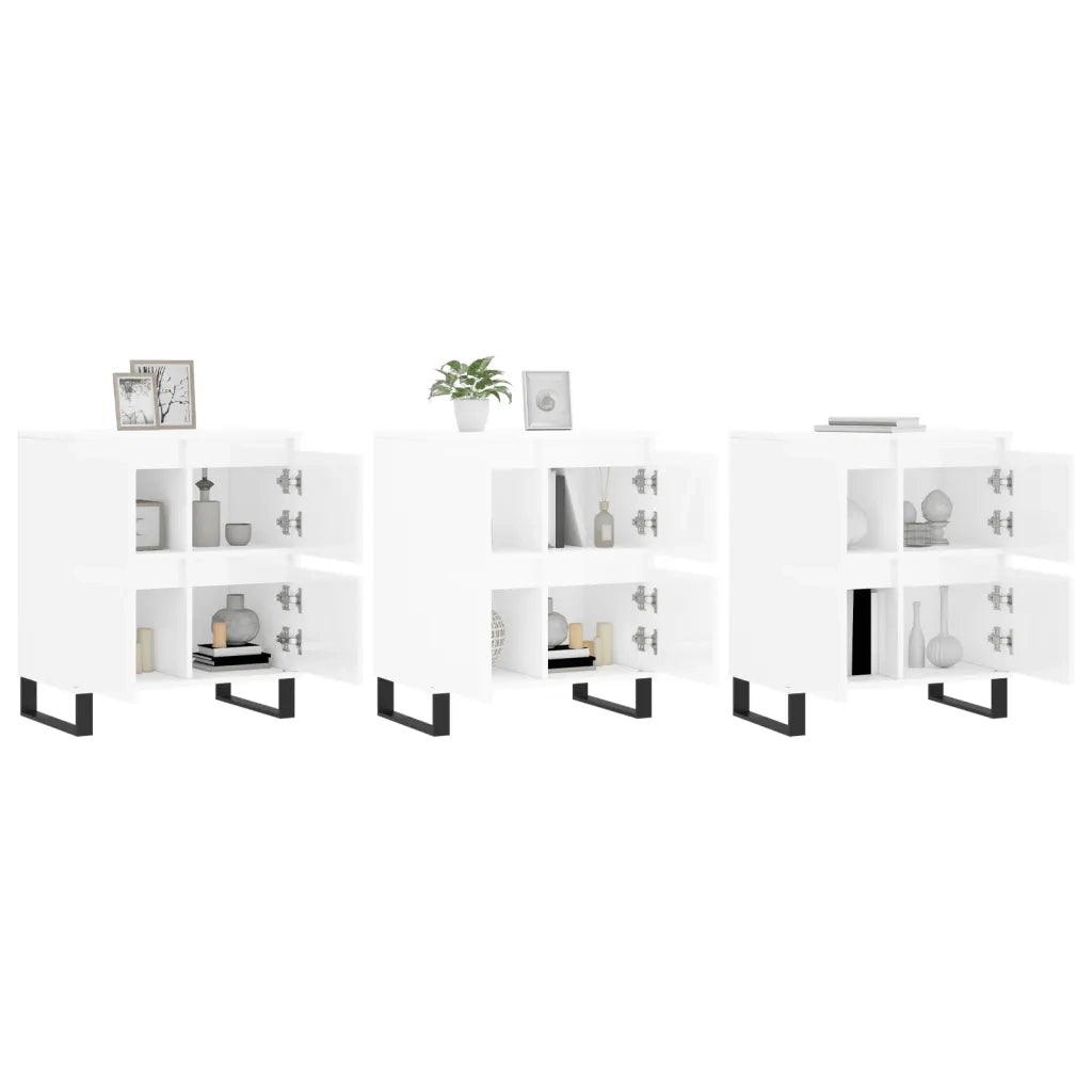 Credenze 3 pz Bianco Lucido in Legno Multistrato 3190207