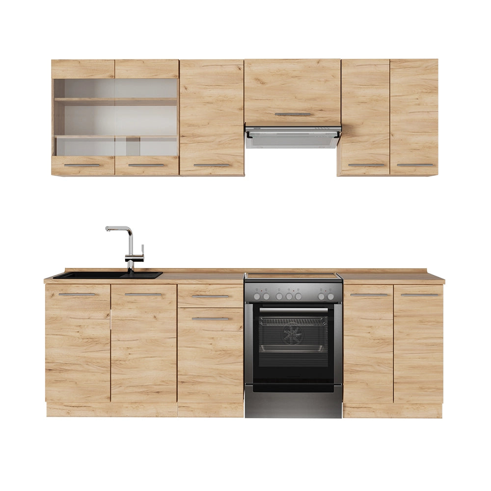Vicco Cucina componibile Quercia dorata 240 cm senza piano di lavoro