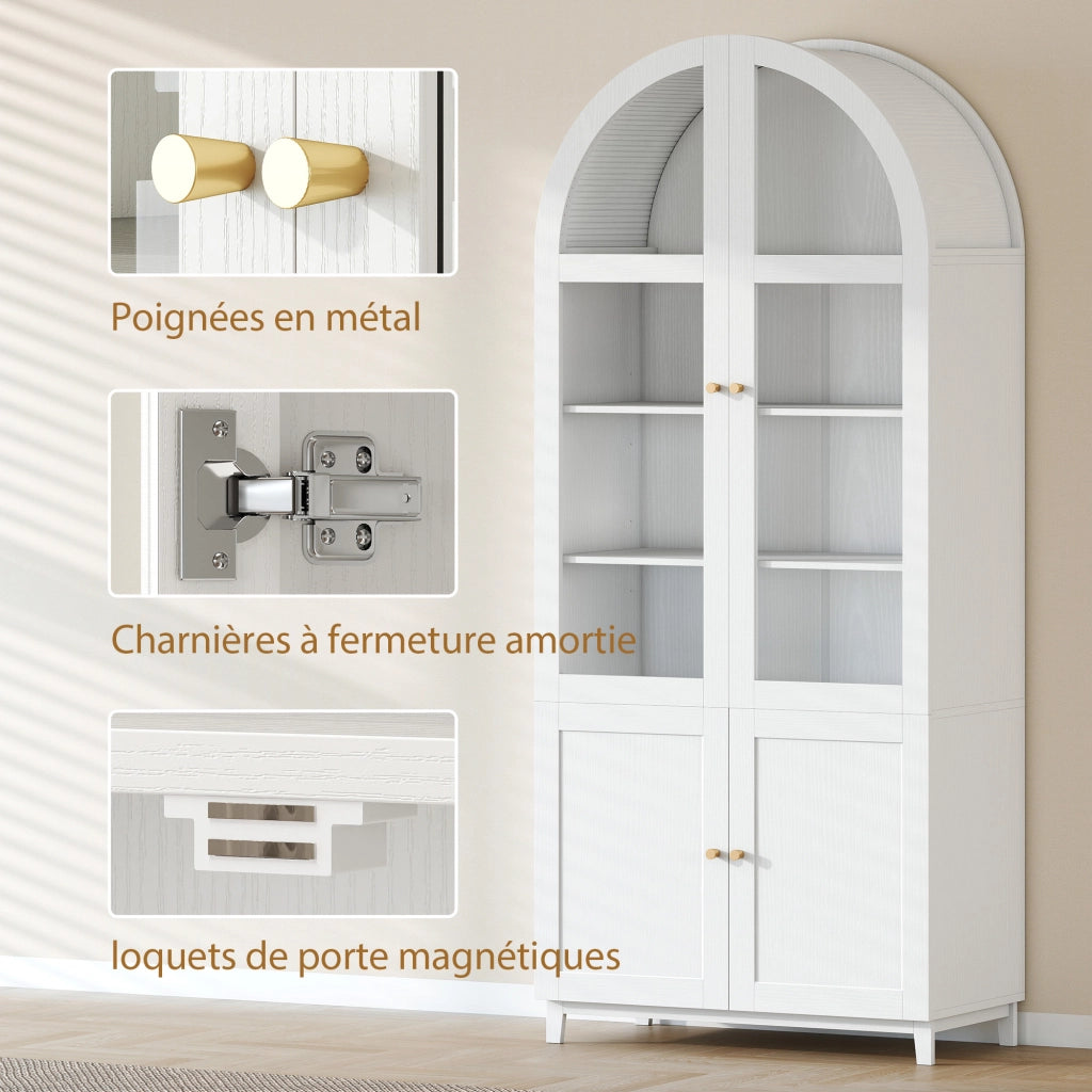 Armadio da cucina, vetrina con 4 ante di cui 2 in acrilico e ripiani regolabili ¨C zephmum ¨C 78x40x180 cm, bianco