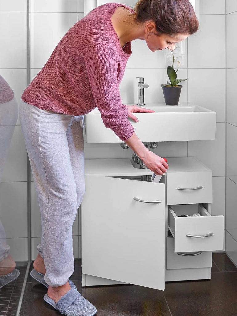 ® Armadietto Sottolavabo 63X54x30 Ripiano con Anta 3 cassetti Mobile da Bagno a Terra Mobiletto Sottolavandino