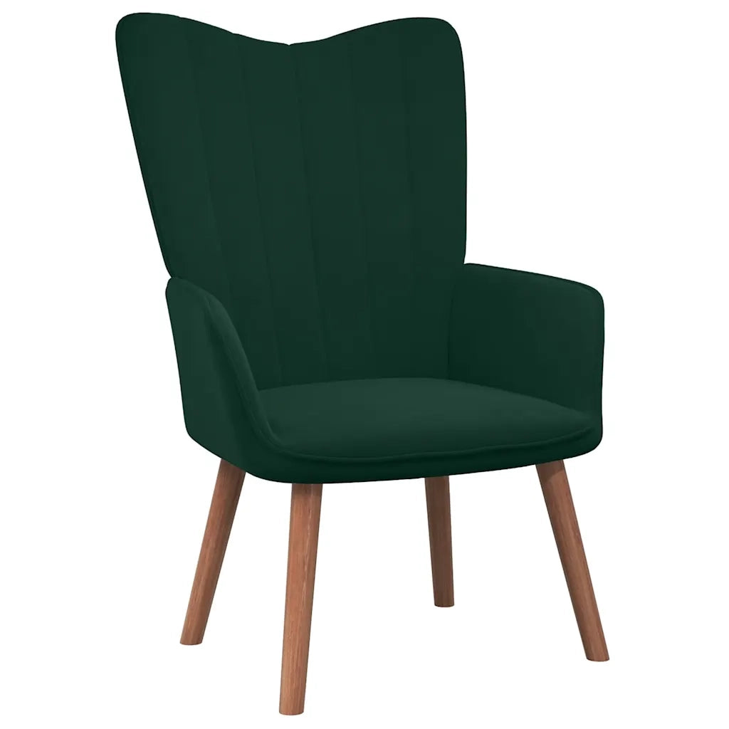vidaXL Poltrona Relax con Poggiapiedi Verde Scuro in Velluto