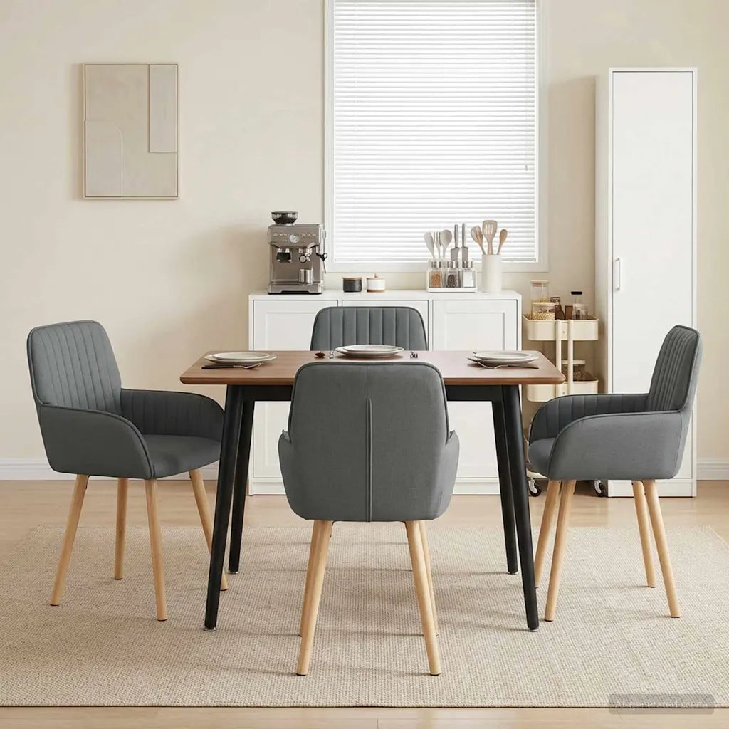 Sedie da pranzo 4 pz Tessuto Grigio Scuro 56,5 x 50 x 87,5 cm 3428194