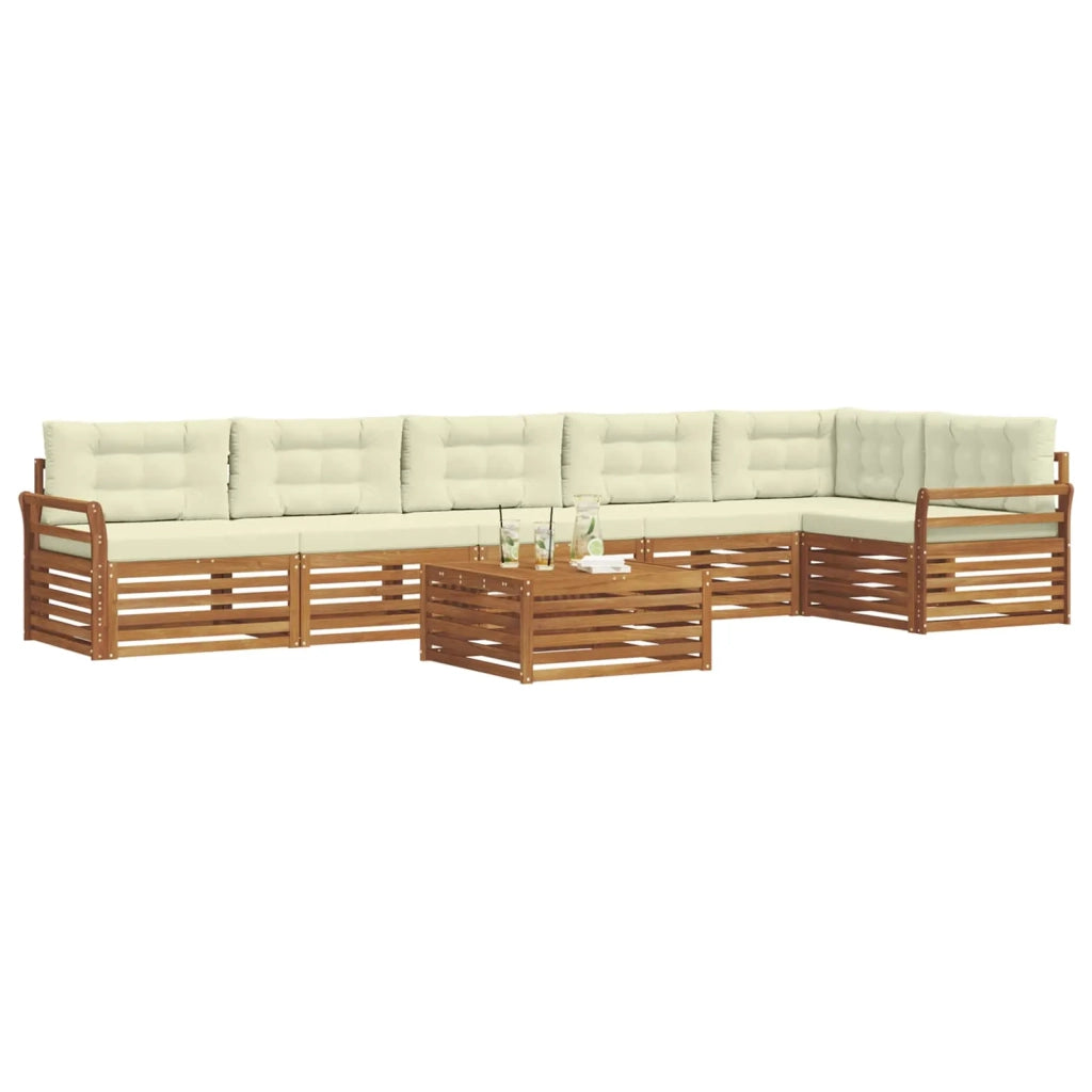Set di divani da esterno con cuscino 7 pcs Naturale e Crema 3373580