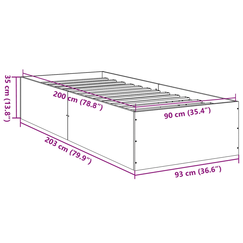 Giroletto Grigio Sonoma 90x200 cm in Legno Multistrato 3281061