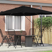 Ombrellone-Ombrello da giardino Nero 351 x 250 x 260 cm Poliestere e Alluminio