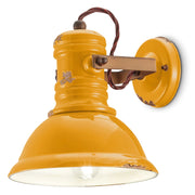 Applique Industrial Ferro E Ceramica Vintage Giallo 1 Luce E27