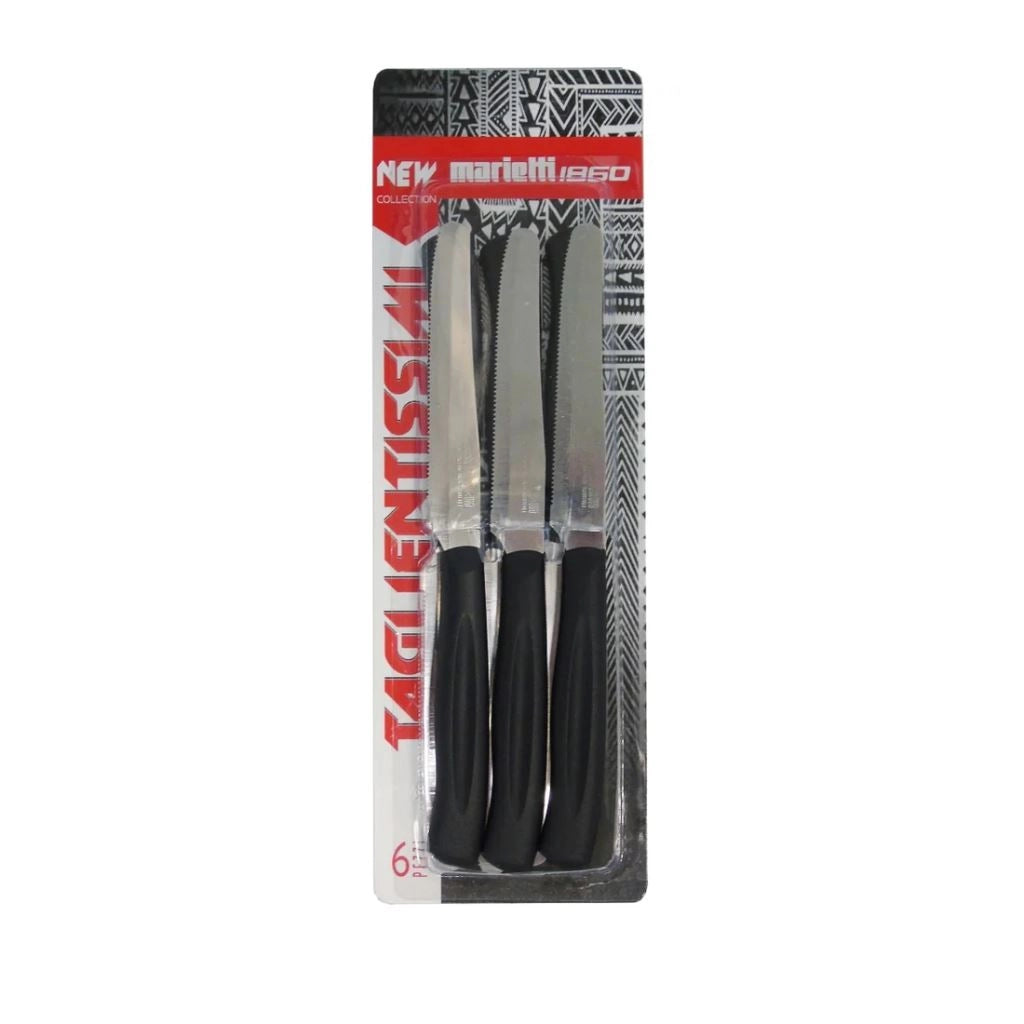 Set 6 Pezzi Coltelli da Tavola I Taglientissimi Nero Marietti