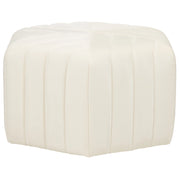 Pouf Velluto Bianco Sporco 29 x 53 x 48 cm Poggiapiedi Esagonale Imbottito Glamour