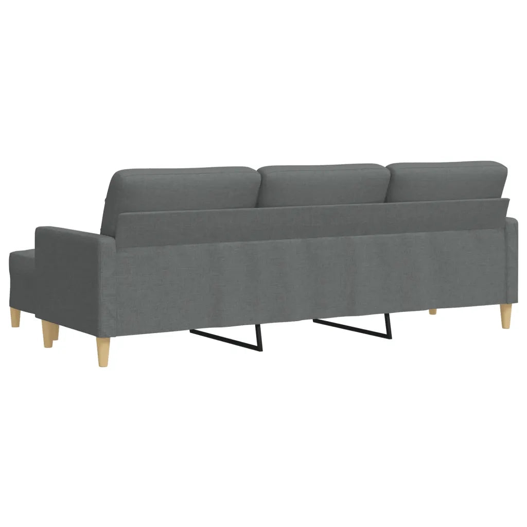 Divano a 3 Posti con Poggiapiedi-Sofa 3 Posti con Poggiapiedi Grigio Scuro 210cm in Tessuto