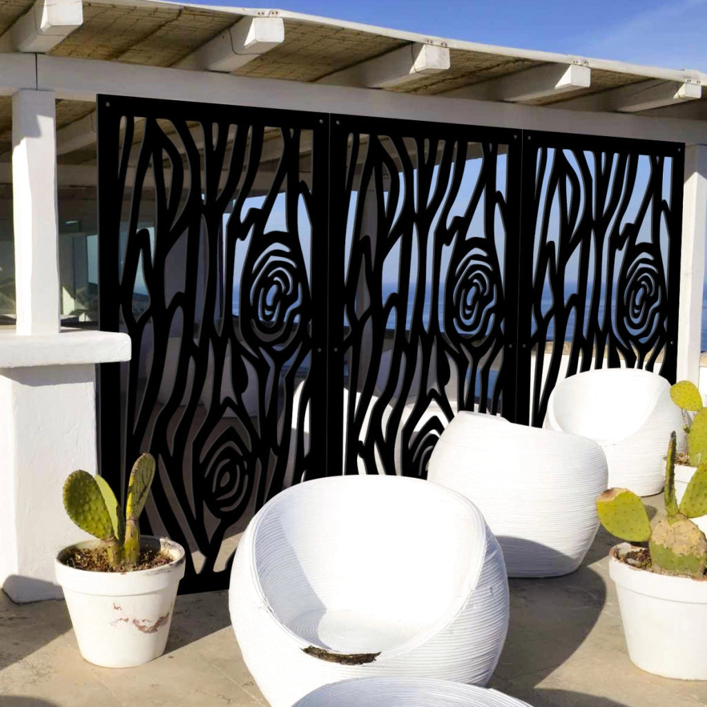WOOD - Pannello in PVC traforato - Parasole Colore: nero, Misura: 73x148 cm