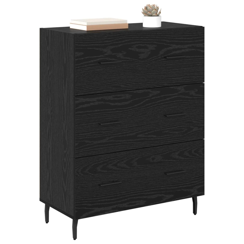 Credenza con cassetto Rovere Nero 69,5 x 34 x 90 cm 881515