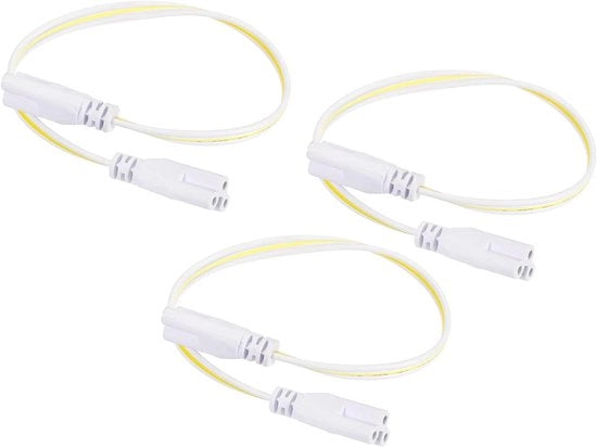 Cavo di alimentazione LED per T4, T5, T8 - 30 cm - Doppia cavo di collegamento per luci - 3 pezzi