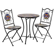 Tavolo e 2 sedie, metallo Blu, 60x60x75h cm, 38x46x90h cm