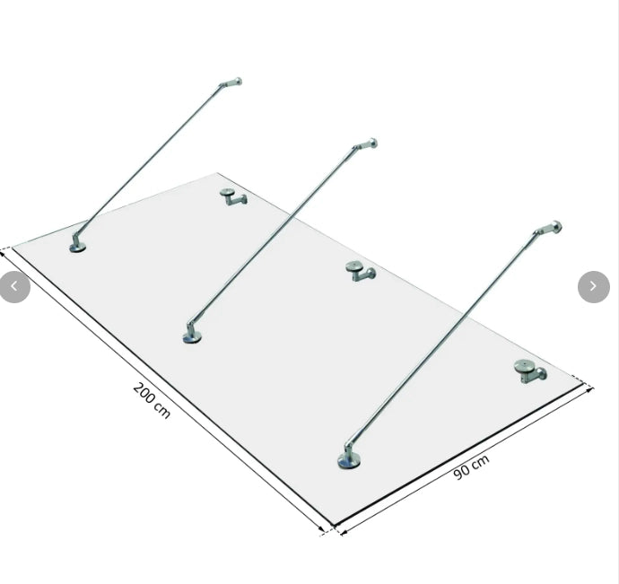 PENSILINA IN VETRO TEMPERATO 211x101 cm Trasparente Acciaio Inox