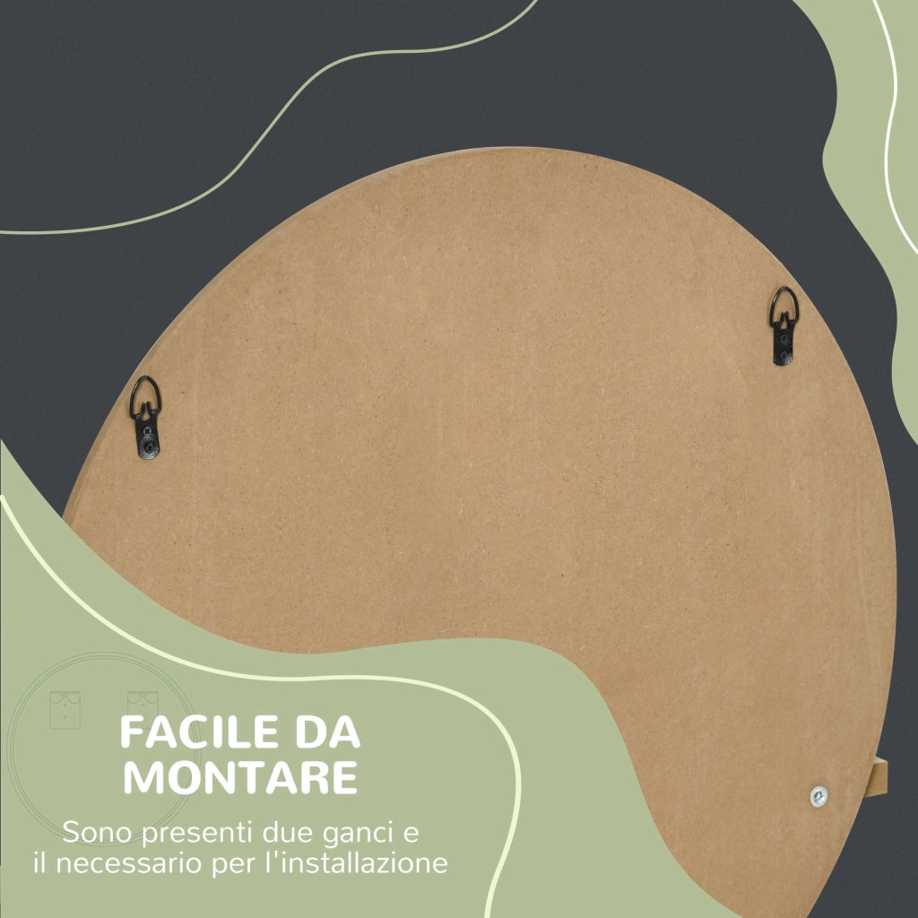 Specchio Rotondo con Ripiano e Ganci ¨C Minimal ¨C Bianco Truciolato Vetro ?45x10 cm