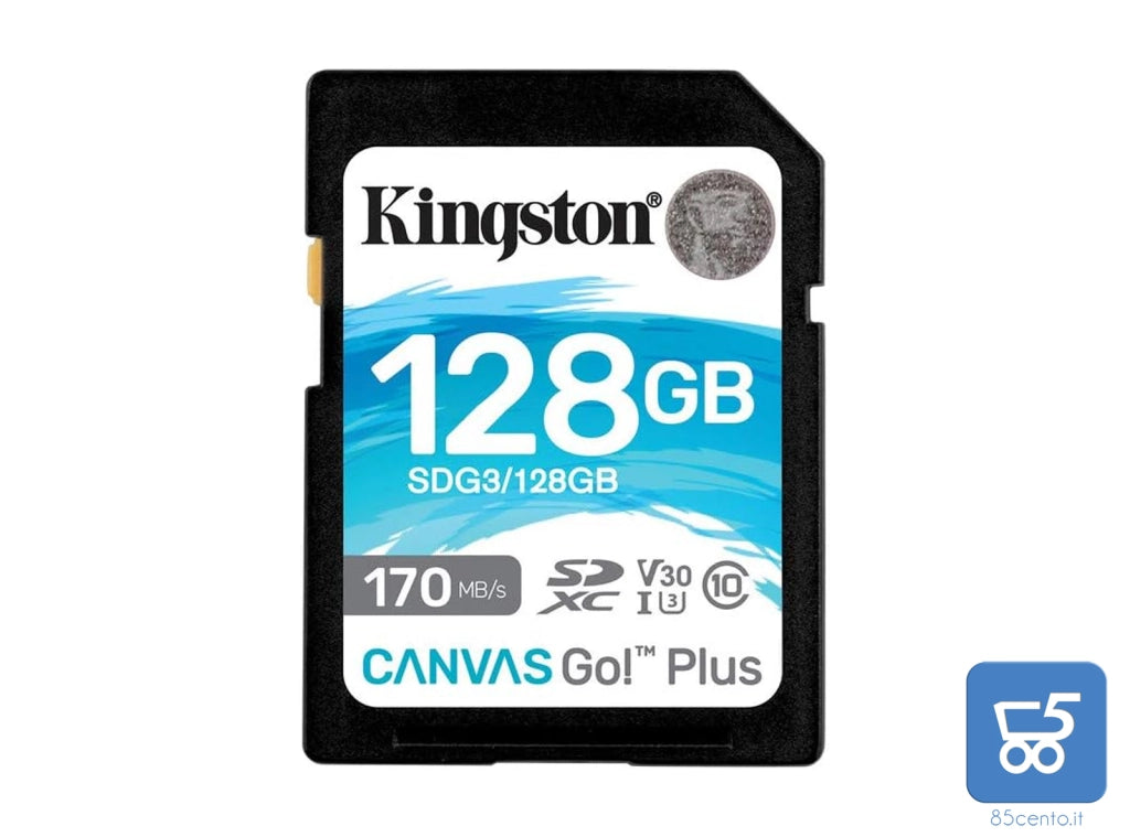 Scheda di memoria SDXC Canvas Go Plus da 128 GB, 170 MB/s in lettura UHS-I, C10, U3, V30 (SDG3/128 GBET)