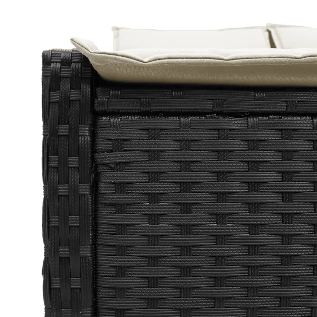 Lettino Prendisole | Sdraio da giardino | Lettino da sole Doppio con Cuscini Nero in Polyrattan