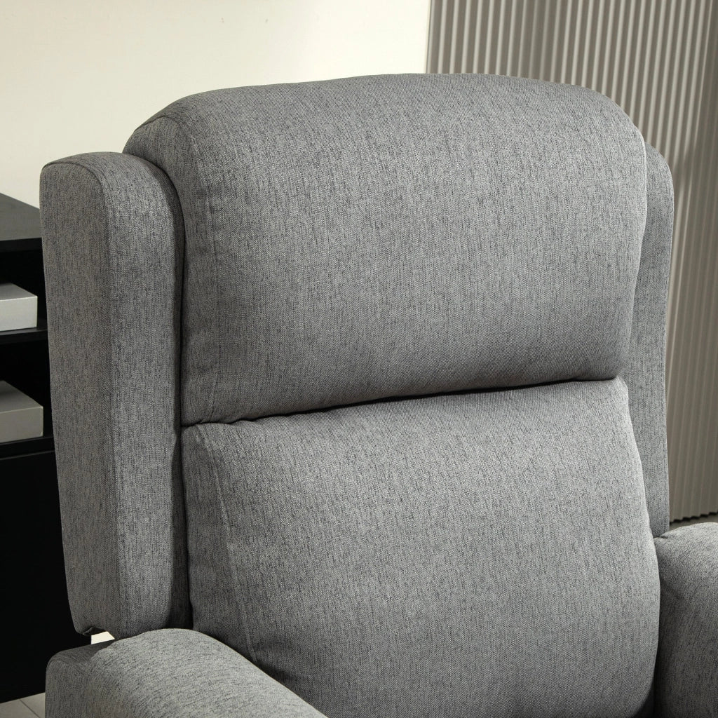 Poltrona Relax Reclinabile 150° con Poggiapiedi 77x91x106 cm in Tessuto Effetto Lino Grigio Scuro