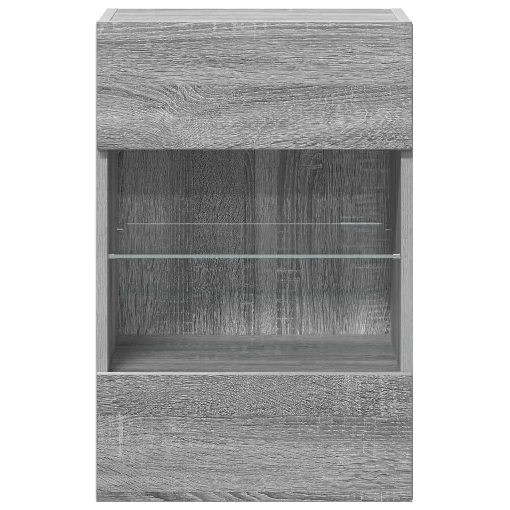 Mobili da parete con luci LED per TV 2pz Grigio Sonoma 40x30x60,5 cm 837089