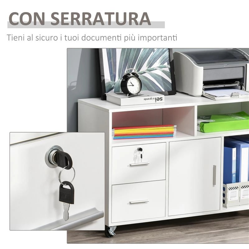 MOBILE PORTA STAMPANTE CON CASSETTI MOBILETTO MULTIUSO BIANCO