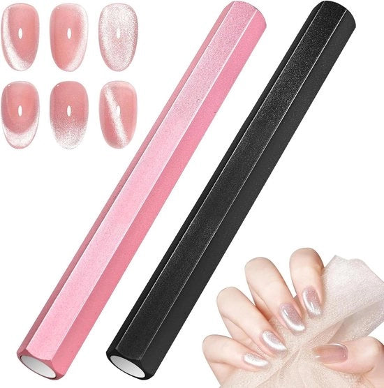 Set di stuzzoli per unghie a forma di occhi di gatto - 2 pezzi - magneti per unghie - design a forma di occhi di gatto - stuzzoli per unghie in gel - attrezzatura per salone di bellezza - design per unghie DIY - barra magnetica a sei facce