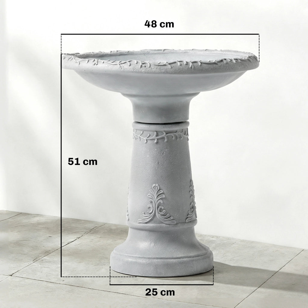 Vasca per uccelli in resina per esterno ¨C zephmum ¨C Grigio, 51 cm