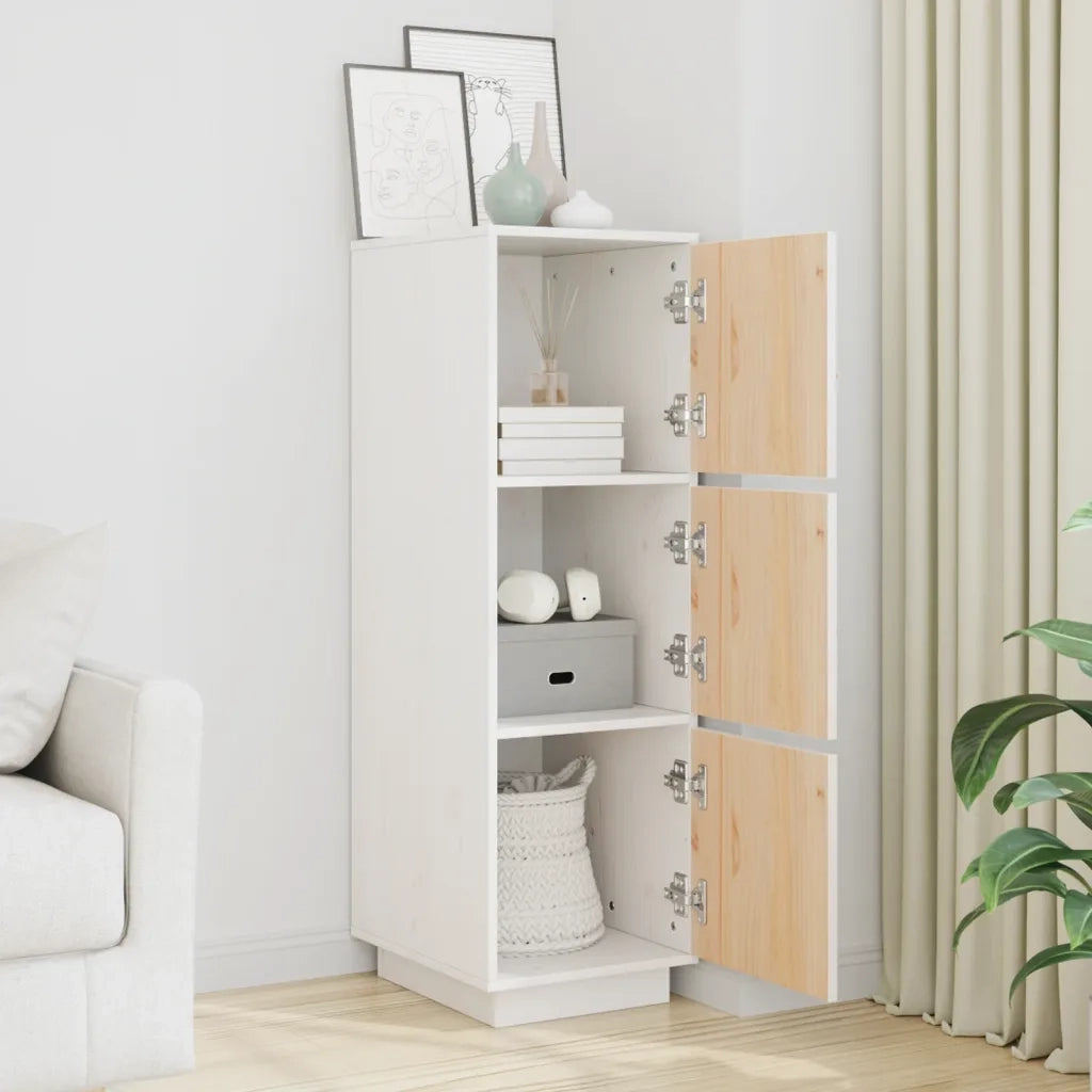 Credenza Bianca 34x40x108,5 cm in Legno Massello di Pino cod mxl 16126