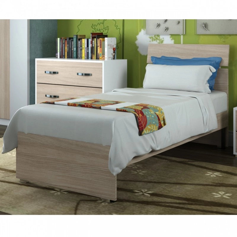 Letto singolo per camera colore Olmo cm 200x85xH 98
