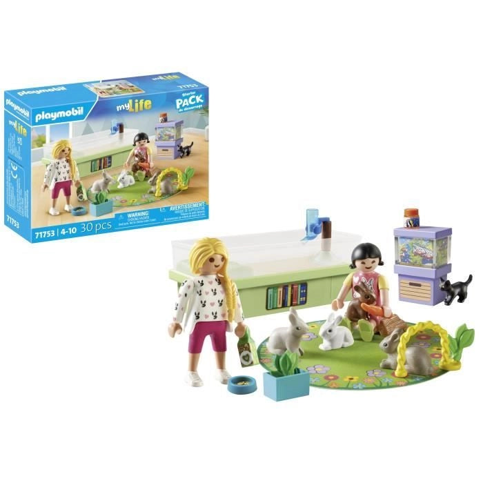 PLAYMOBIL 71753 Negozio di animali con recinto per conigli, La mia vita, Cura degli animali, 30 pezzi, dai 4 anni in su