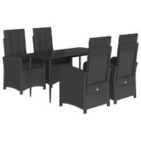 Set da Pranzo da Giardino 5 pz Nero con Cuscini in Polyrattancod mxl 111382