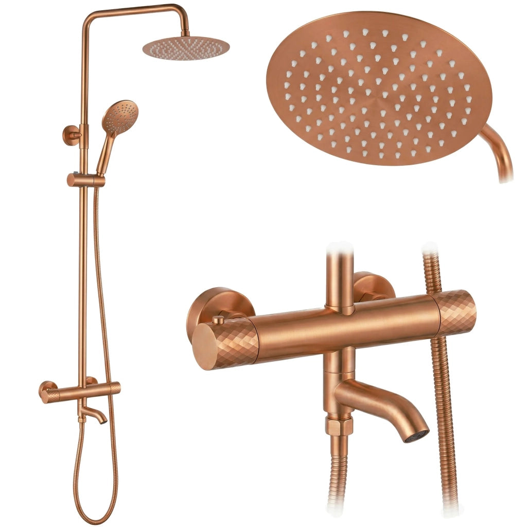 Set Doccia Da Incasso Con Termostatato Lungo Diamond Copper Brush