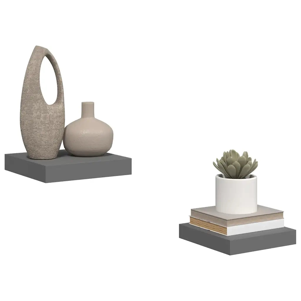 Scaffali a Parete 2 pz Grigio Lucido 23x23,5x3,8 cm in MDF 323782