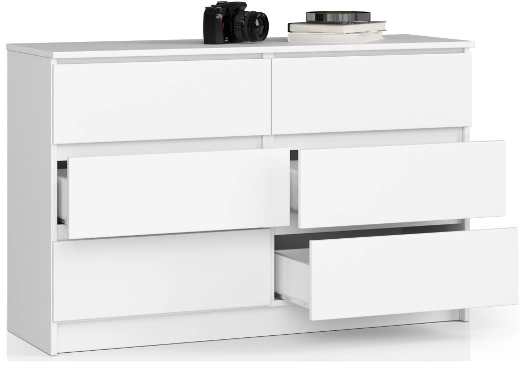 Cassettiera AKORD K120 Bianca 120 cm 6 cassetti 120x40x77 cm