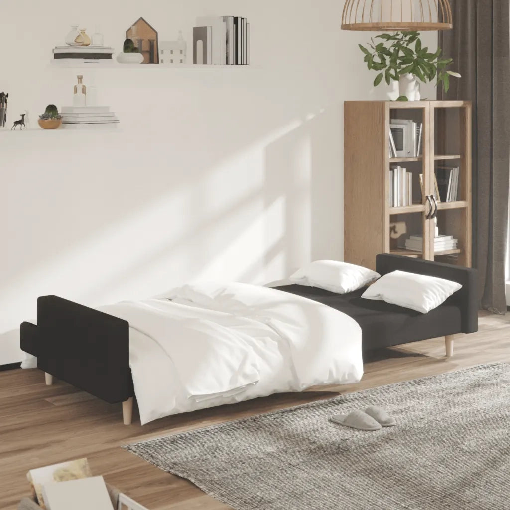 Divano letto | Sof¨¤ letto | Letto singolo a 2 Posti Nero in Tessuto