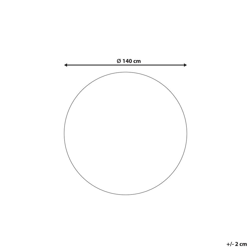 Tappeto Shaggy Tappeto a pelo lungo Solido Poliestere Bianco e Nero Rotondo 140 cm