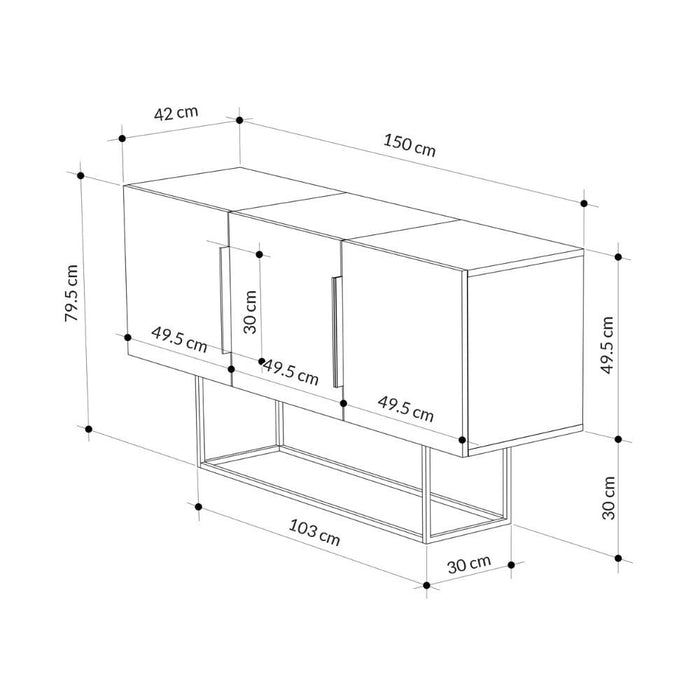Madia 3 Ante in MDF Tontini Rovere Noce