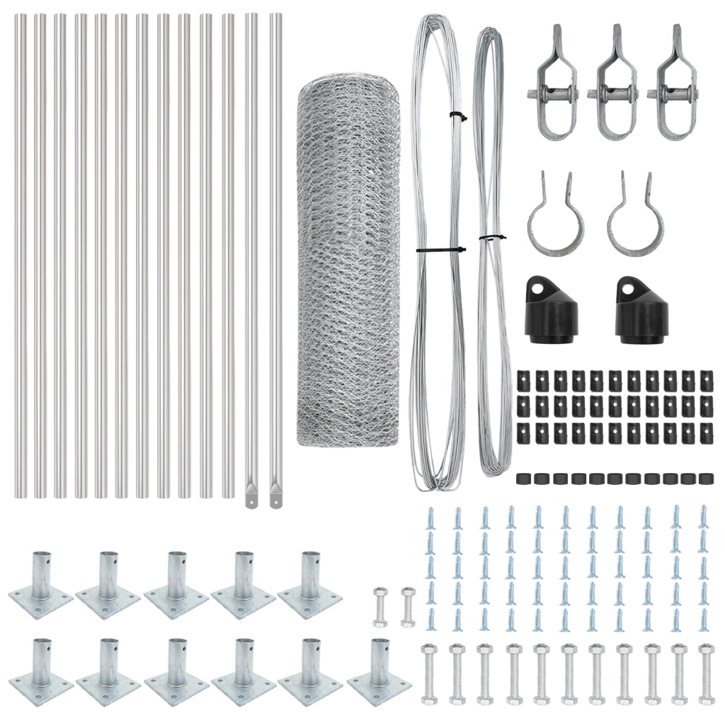 Set di Recinzioni Set di 2 Acciaio Zincato 25 x 0,5 m Durevole