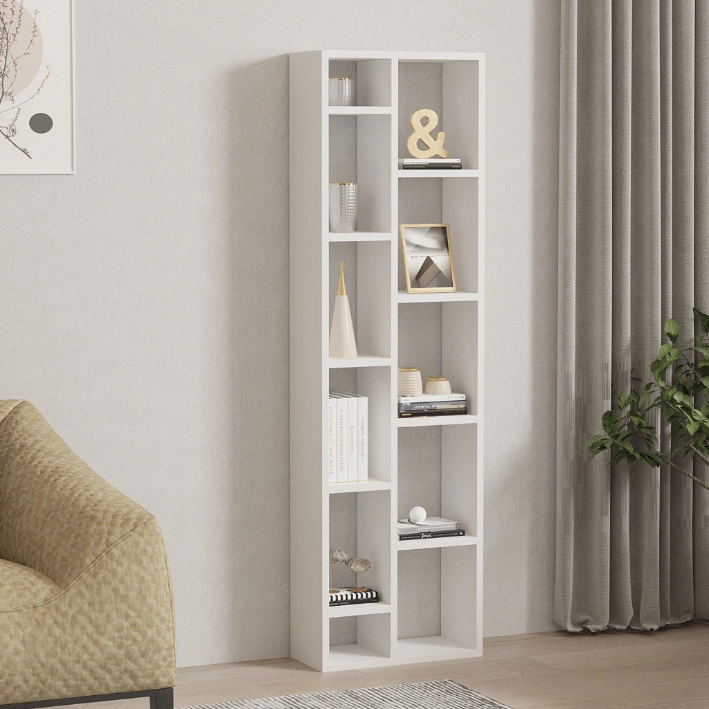 Biblioteca Mortara, Libreria 9 Ripiani, 44x20x150h cm Bianco