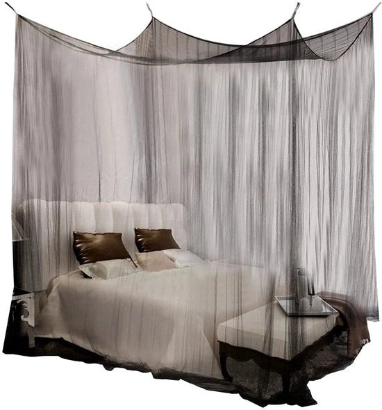 Pergola a 4 angoli per camera da letto grande - decorazione elegante per la camera da letto - set di lenzuola king size nero