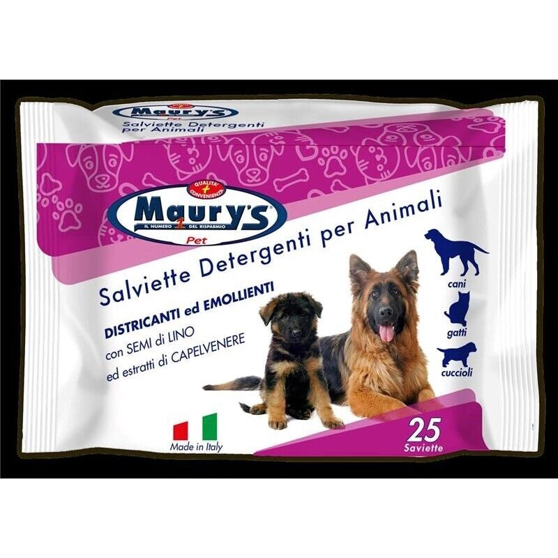 MAURY'S PET SALVIETTE DETERGENTI PER ANIMALI 25PZ