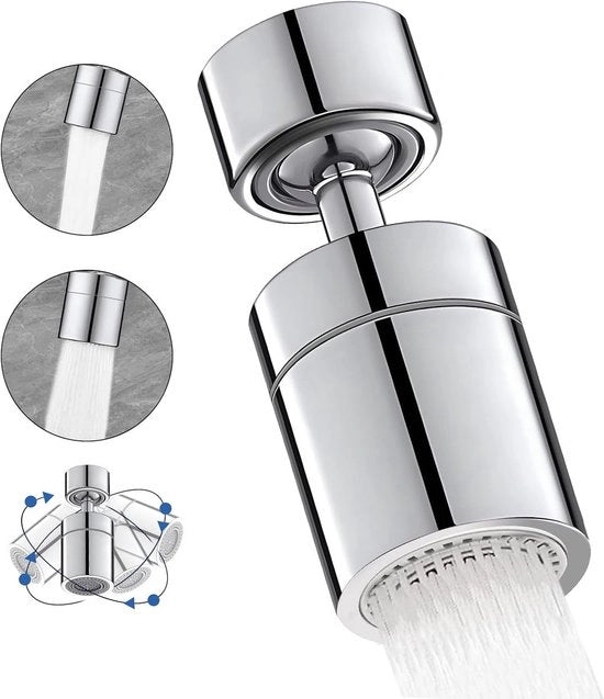Vitello di espansione - Testa di rubinetto - Rubinetto a risparmio d'acqua - Testa di rubinetto rotante – 360 gradi – Vitello di espansione - Con diversi accessori - Cromo