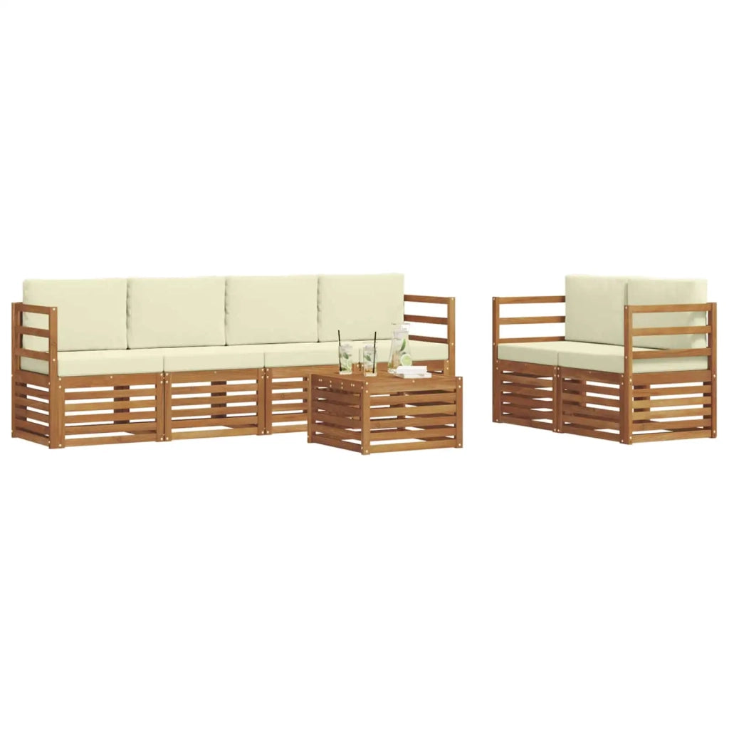 Set di divani da esterno 7 pz Naturale e Crema 3374390