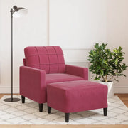 Poltrona con Poggiapiedi Rosso Vino 60 cm in Velluto 3278261