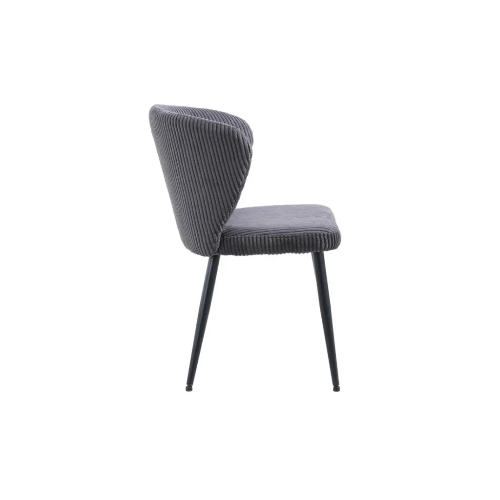 Sedia da pranzo TORONTO – Velluto a coste grigio – Piedi in metallo nero – Stile design