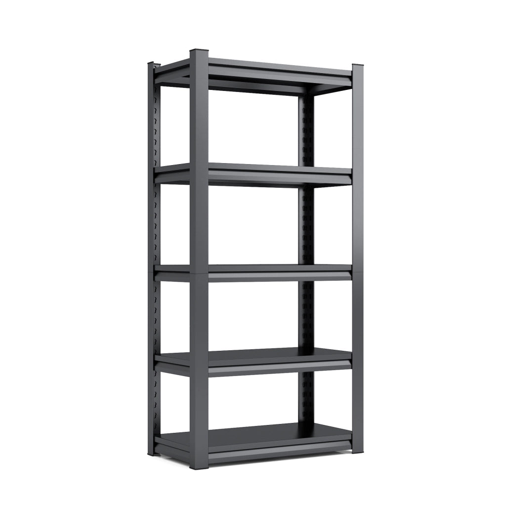 Scaffale metallico 5 ripiani con portata 650 kg in acciaio nero