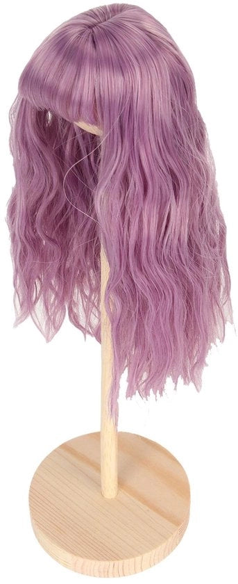 Poppenpruik 1/6 Bjd Poppenhaar con Herhaalgereedschap, Kunstmatige Zijde con Alta Temperatura Lungo Capello con Criniera Alta per Cappelli di Bambola da 15,5-17 cm (PURPLE)